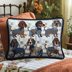 Blue Dachshund Quilted Bedding Cushion Cover printed cushion cover
