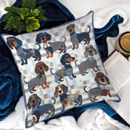 Blue Dachshund Quilted Cushion Cover printed cushion cover