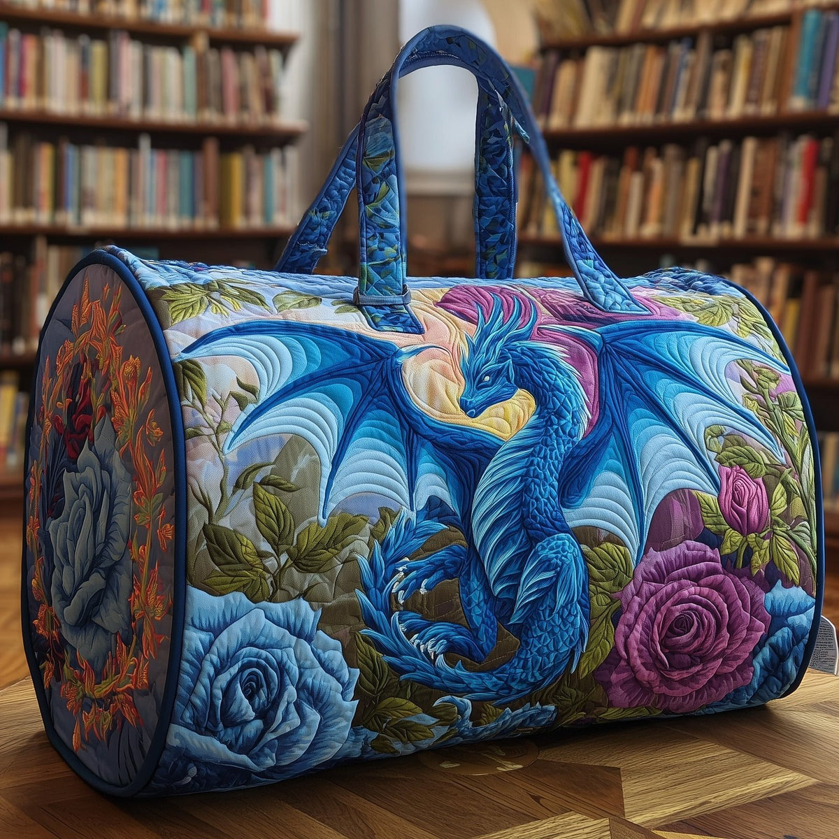 Blue Dragon Quilted Duffle Bag printed duffle bag