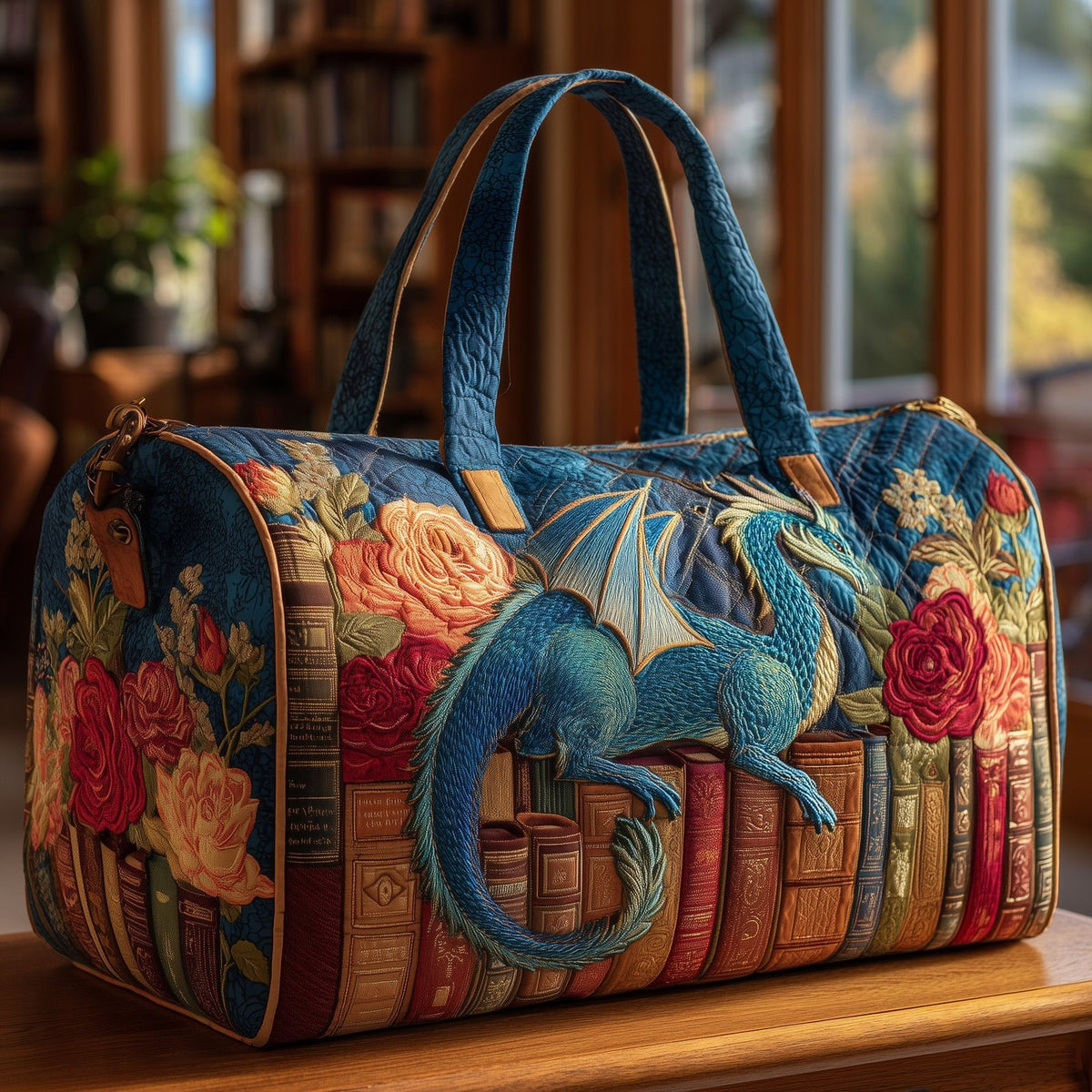 Blue Dragon Quilted Duffle Bag printed duffle bag