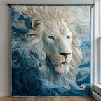 Blue-eyed Lion Quilted Blanket printed blanket