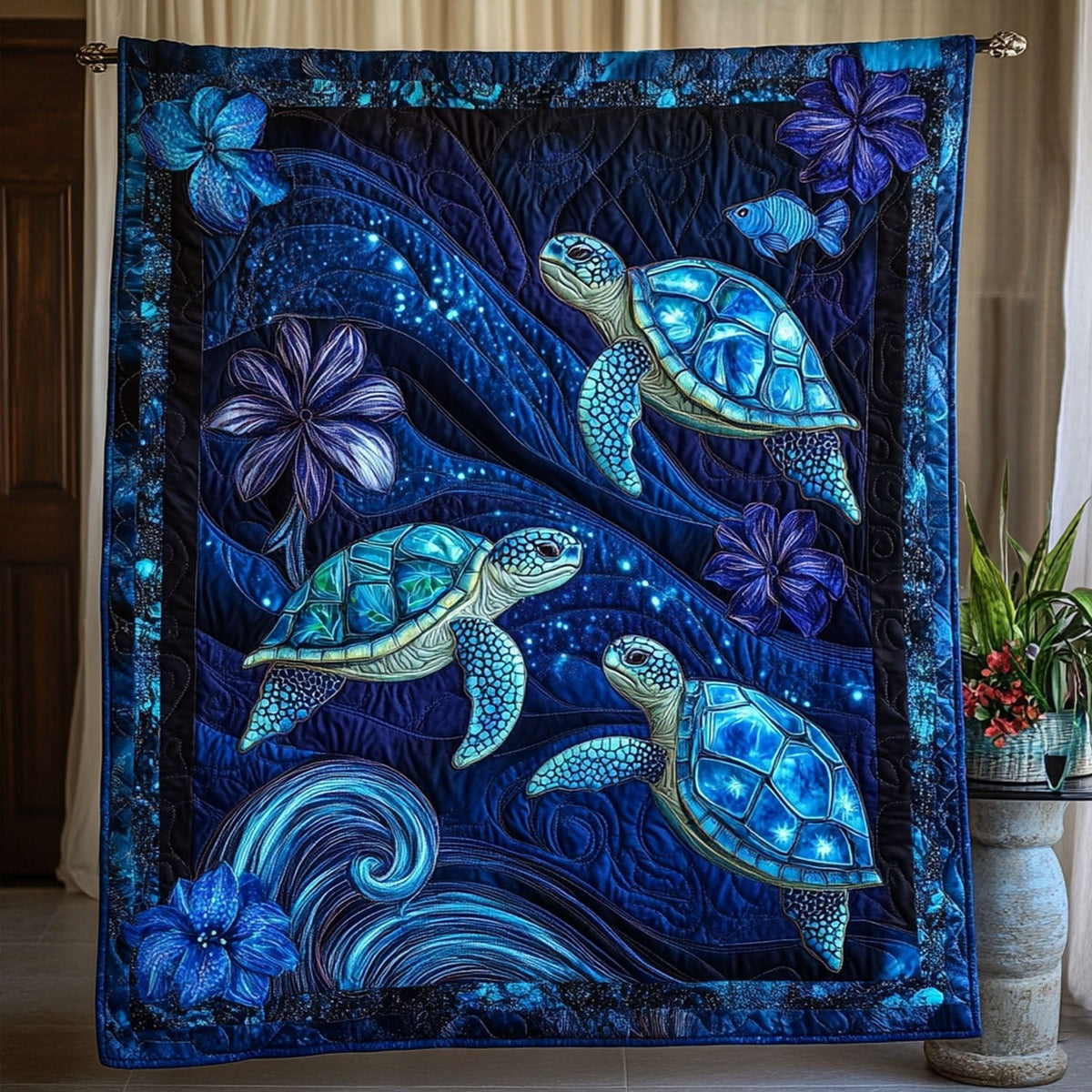 Blue Horizon Quilted Blanket printed blanket