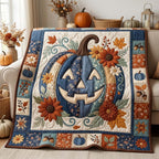Blue Jack Pumpkin Quilted Blanket printed blanket