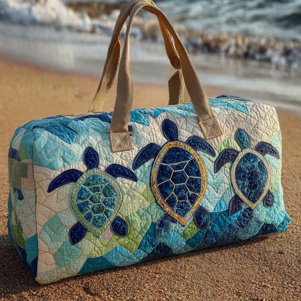 Blue Journey Quilted Duffle Bag printed duffle bag