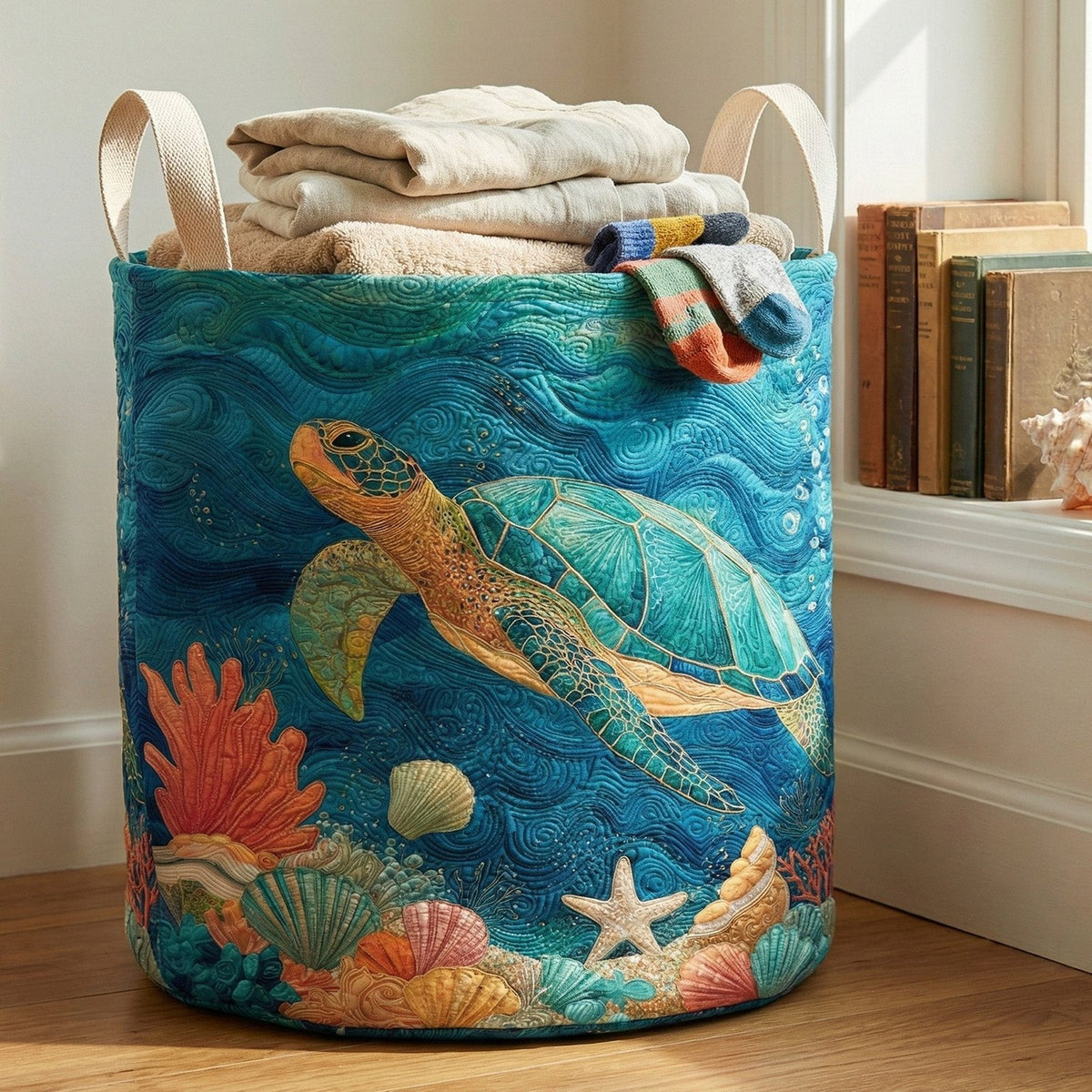 Blue Lagoon Spirit Quilted Laundry Hamper printed laundry hamper