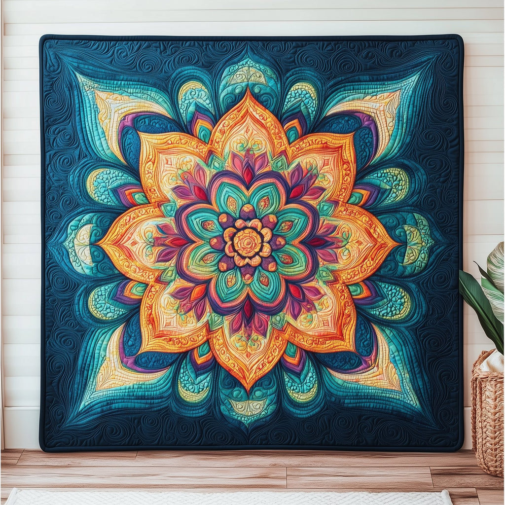 Blue Mandala Quilted Blanket printed blanket