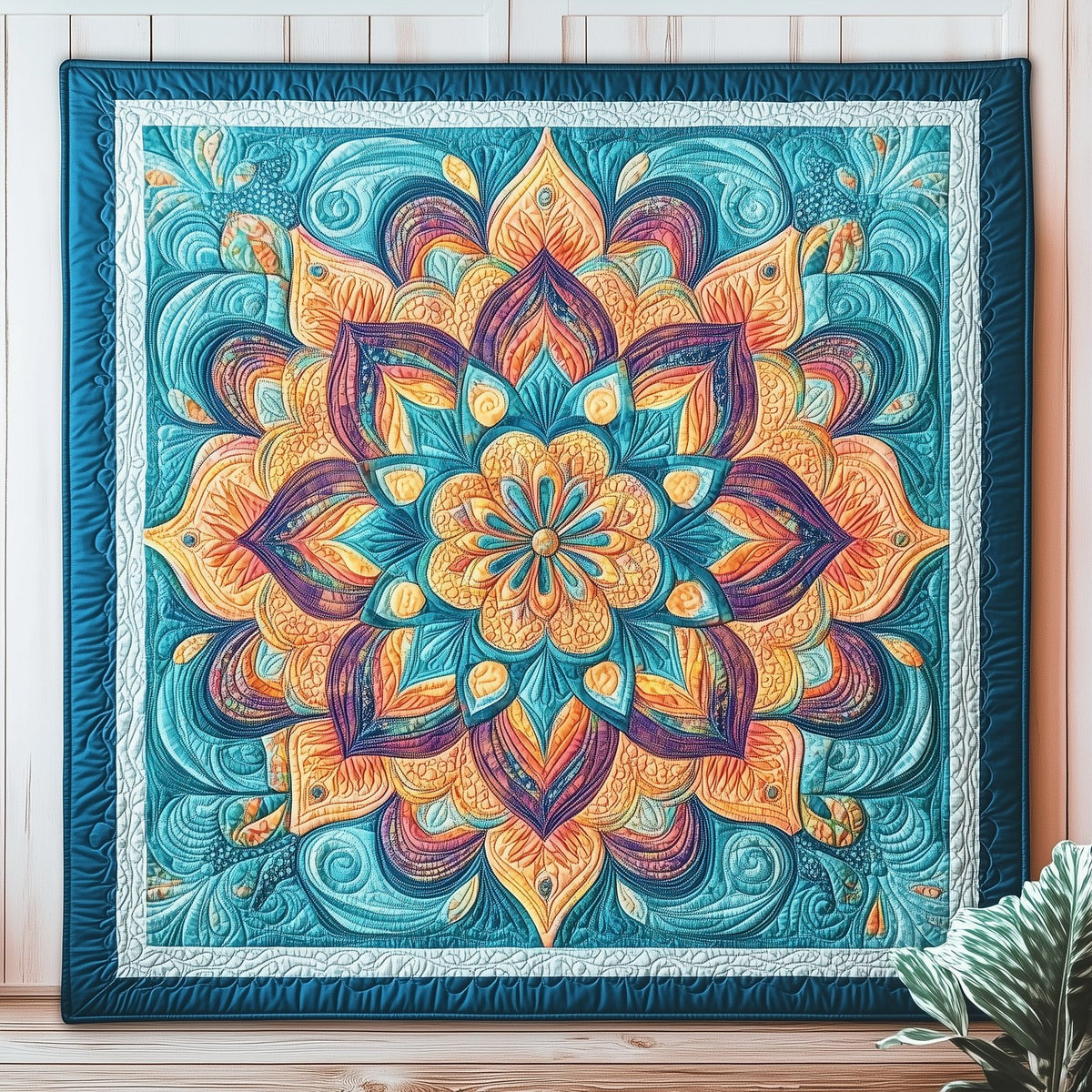 Blue Mandala Quilted Blanket printed blanket