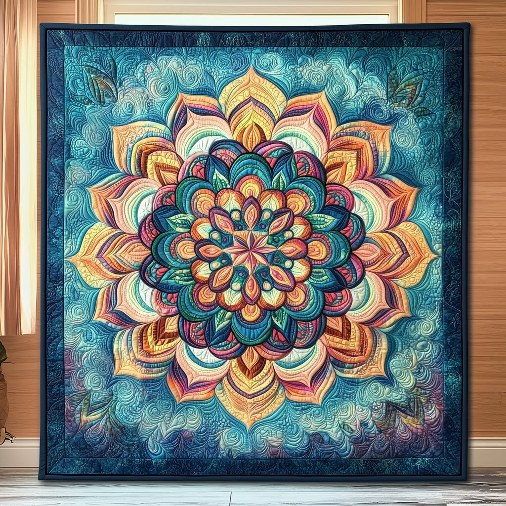 Blue Mandala Quilted Blanket printed blanket