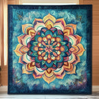 Blue Mandala Quilted Blanket printed blanket