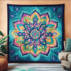 Blue Mandala Quilted Blanket printed blanket
