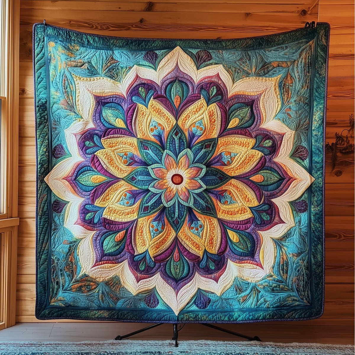Blue Mandala Quilted Blanket printed blanket