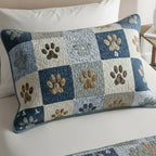 Blue Meadow Paws Quilted Bedding Cushion Cover printed cushion cover