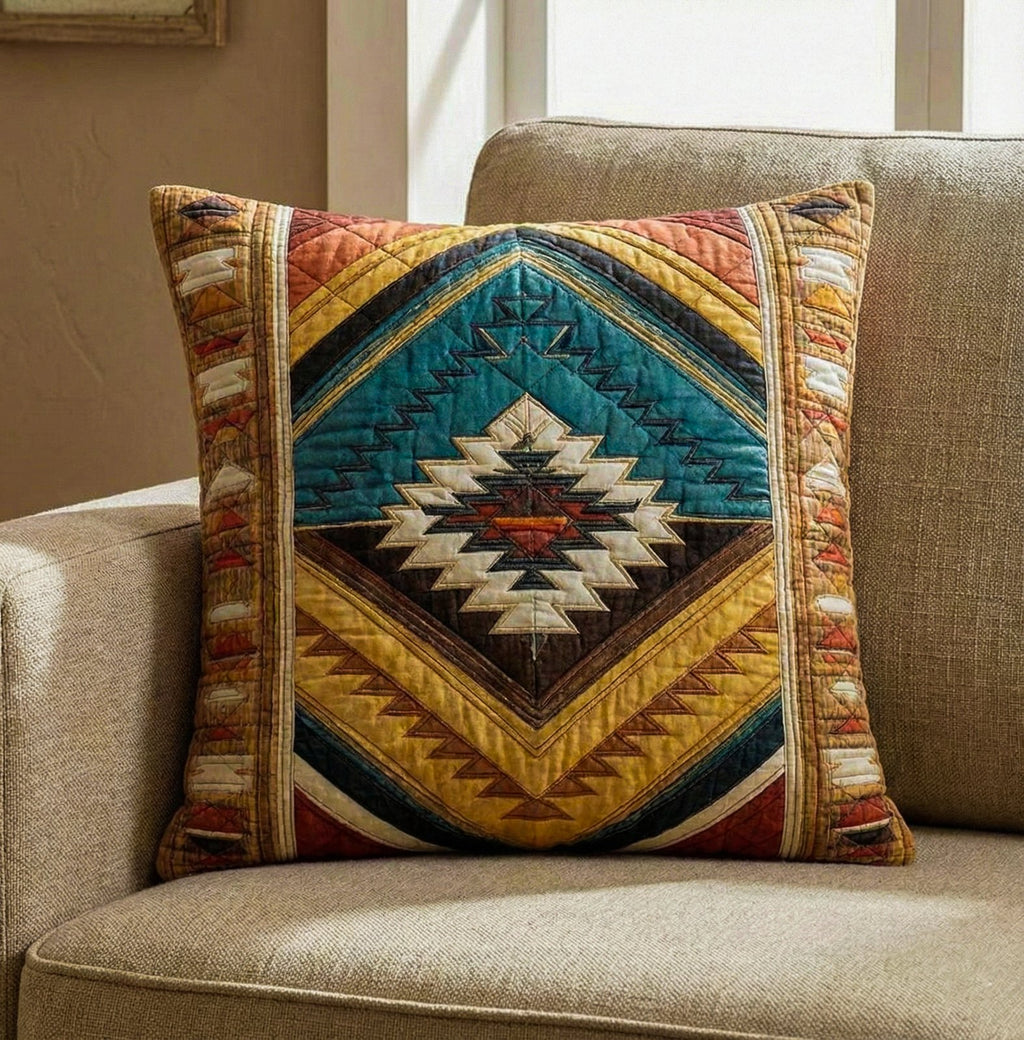 Blue Mesa Tribal Quilted Cushion Cover printed cushion cover