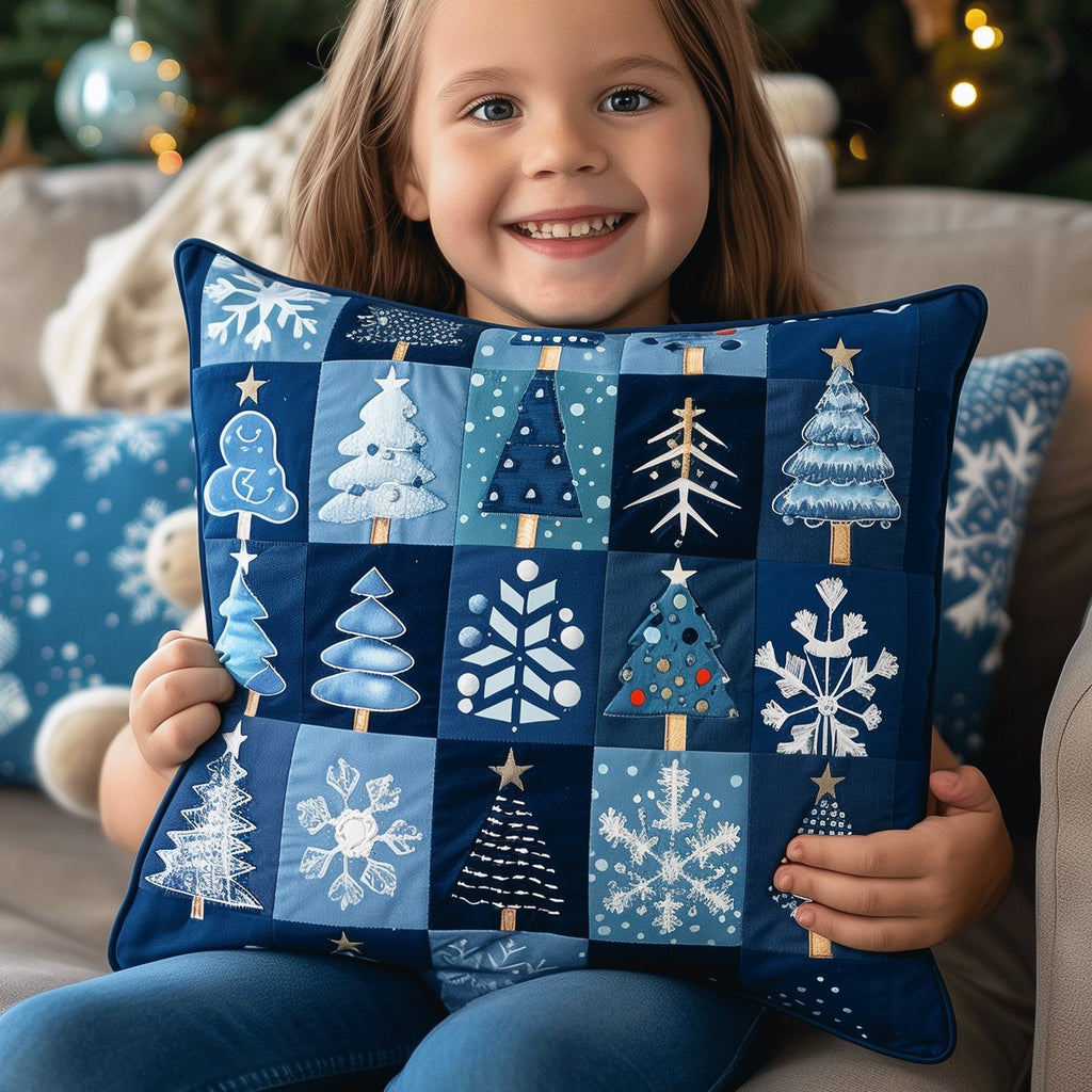 Blue Pines Quilted Cushion Cover printed cushion cover