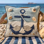 Blue Sea Anchor Quilted Cushion Cover printed cushion cover