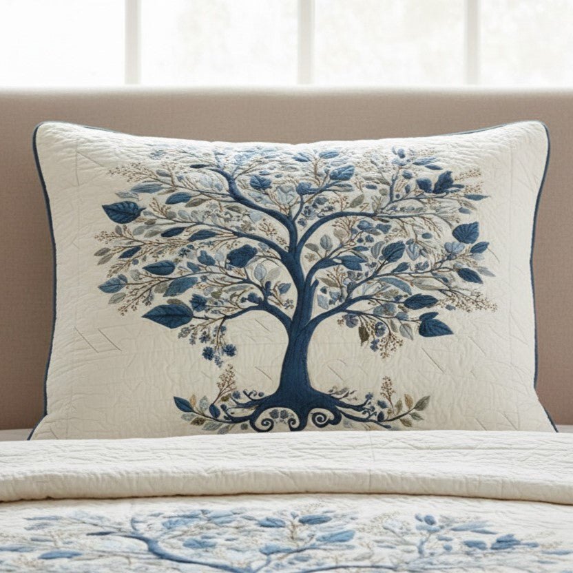 Blue Serenity Quilted Bedding Cushion Cover printed cushion cover