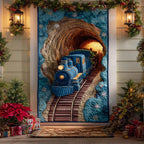Blue Twilight Journey Quilted Door Curtain printed door curtain