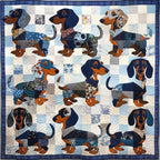 Blue Wiener Puppies Quilted Blanket printed blanket