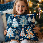 Blue Winter Magic Quilted Cushion Cover printed cushion cover