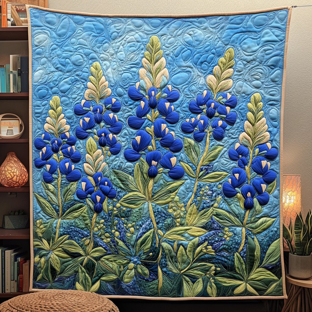 Bluebonnet Dreams Quilted Blanket printed blanket