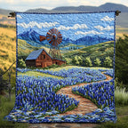 Bluebonnet Pathway Quilted Blanket printed blanket