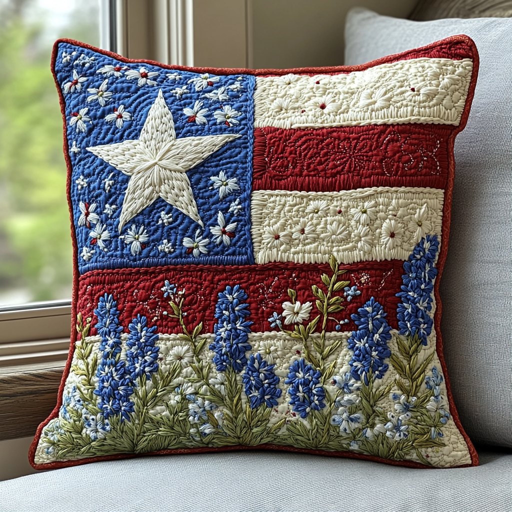 Bluebonnet Quilted Cushion Cover printed cushion cover