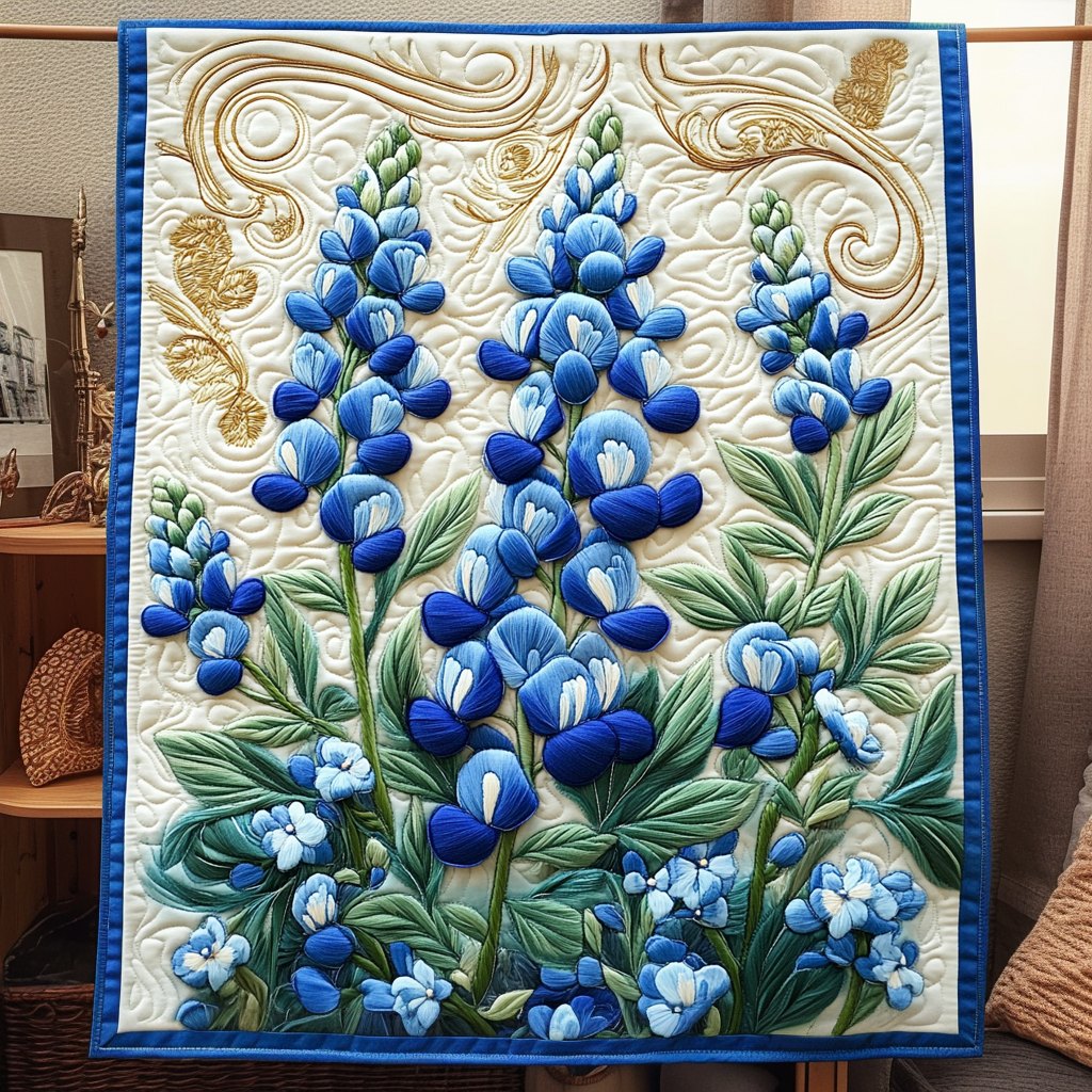 Bluebonnet Serenade Quilted Blanket printed blanket
