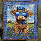 Bluebonnet Style Moo Quilted Blanket printed blanket
