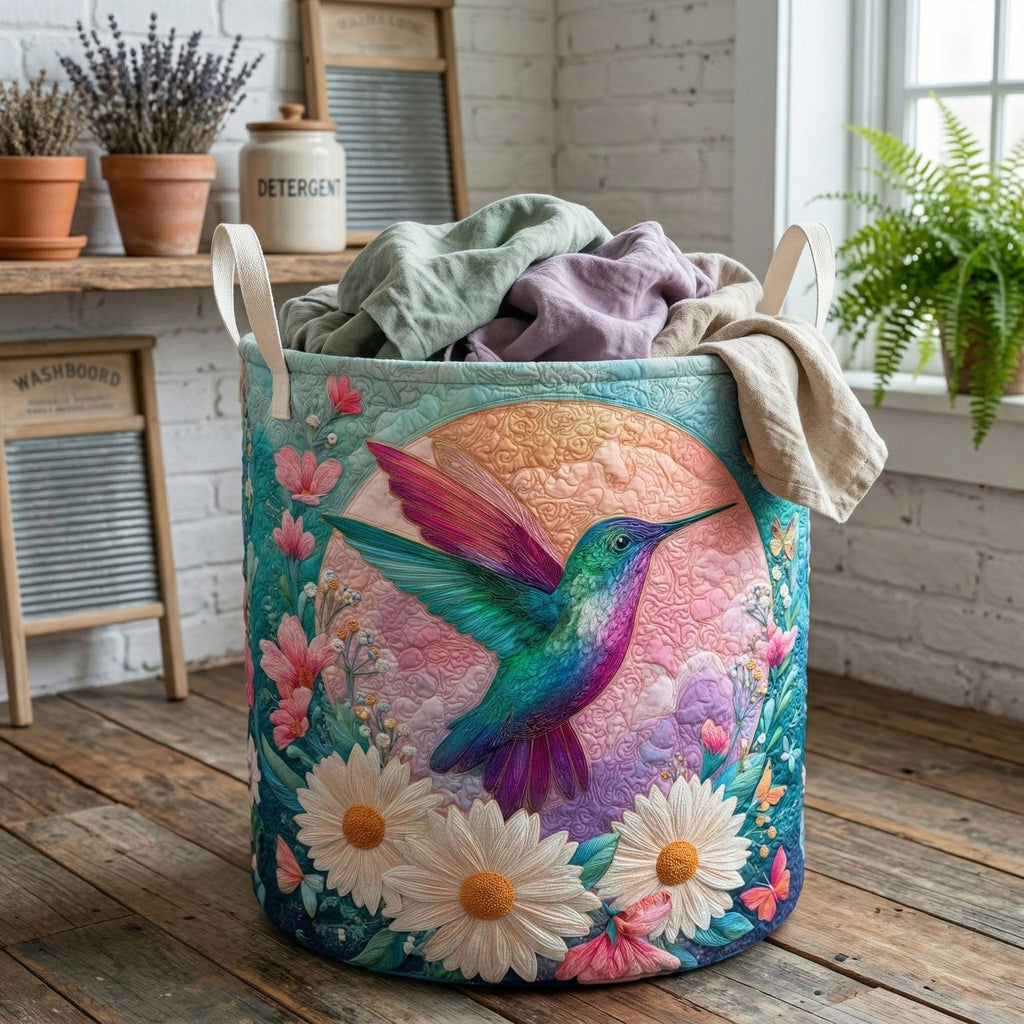 Blush Bloom Quilted Laundry Hamper printed laundry hamper