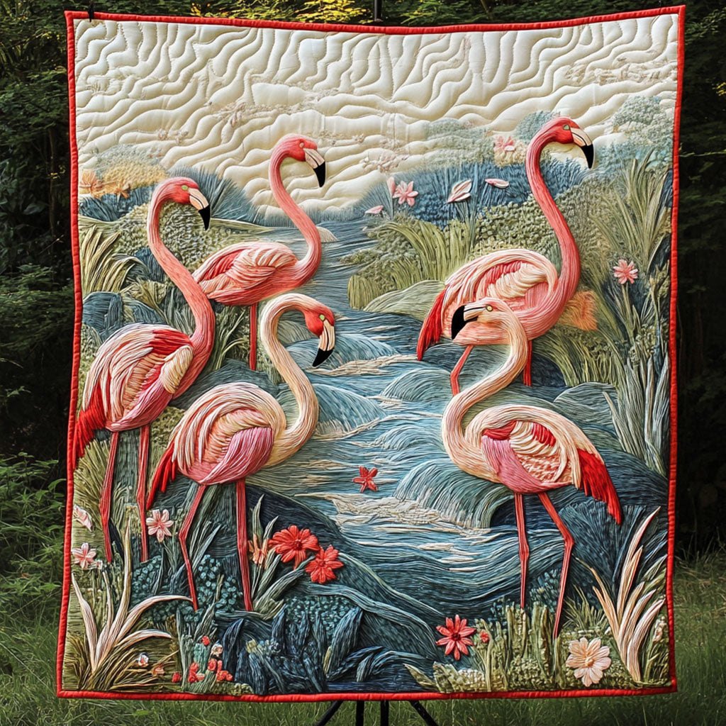 Blush Flamingo Haven Quilted Blanket printed blanket