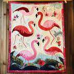 Blush Flamingo Quilted Blanket printed blanket