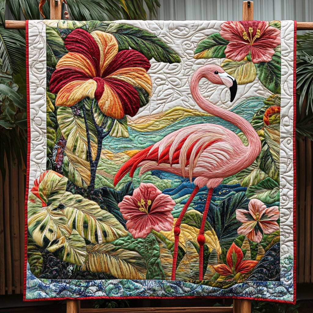 Blushing Feathers Quilted Blanket printed blanket