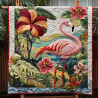 Blushing Feathers Quilted Blanket printed blanket