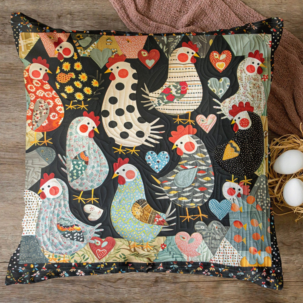 Blushing Hens Quilted Cushion Cover printed cushion cover