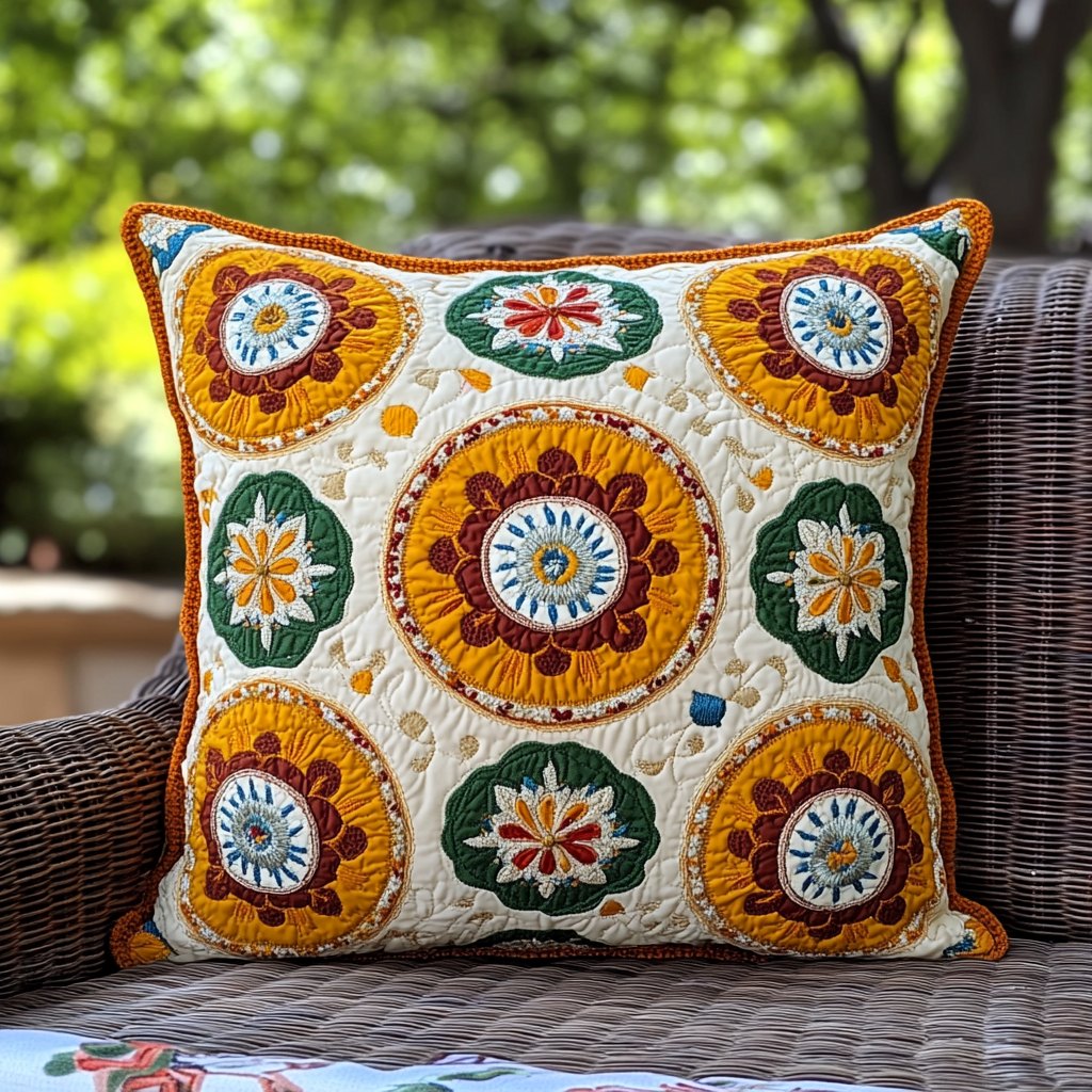 Bohemian Dreamscape Quilted Cushion Cover printed cushion cover