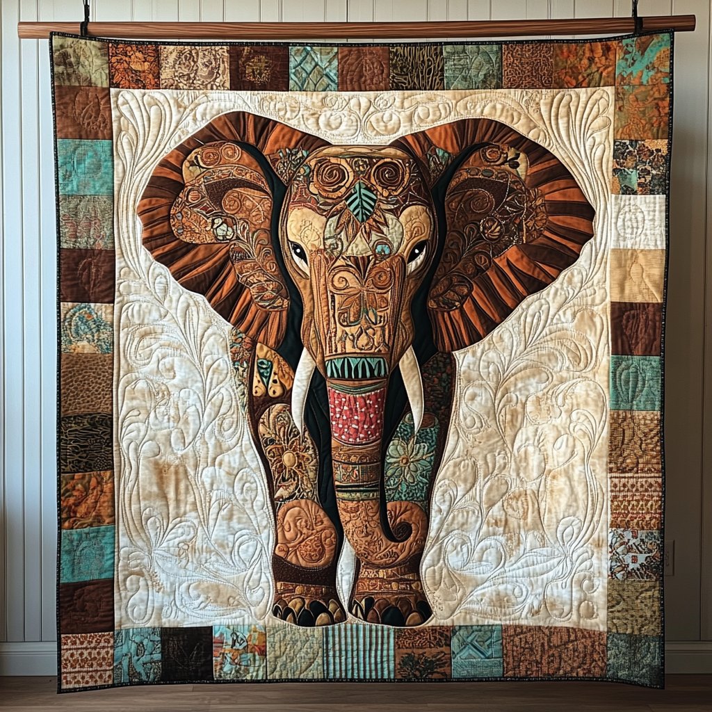 Bohemian Trunk Quilted Blanket printed blanket