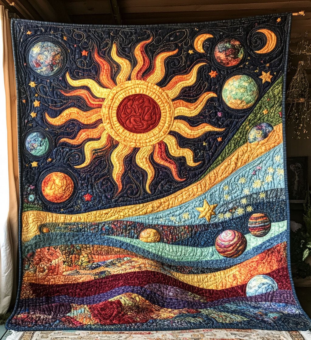 Boho Cosmic Serenity Quilted Blanket printed blanket