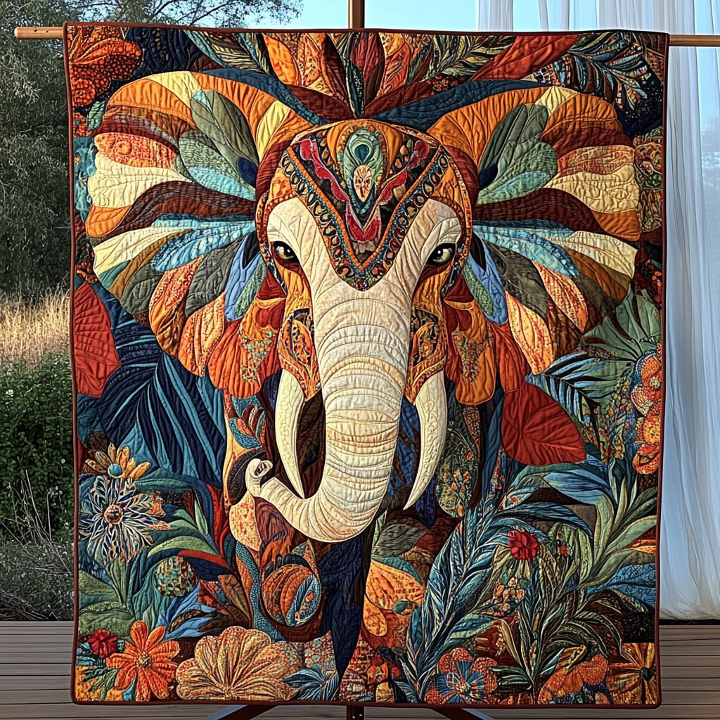 Boho Elephant Dreams Quilted Blanket printed blanket