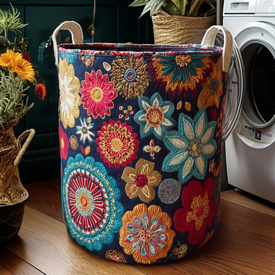 Boho Garden Cham Quilted Laundry Hamper printed laundry hamper