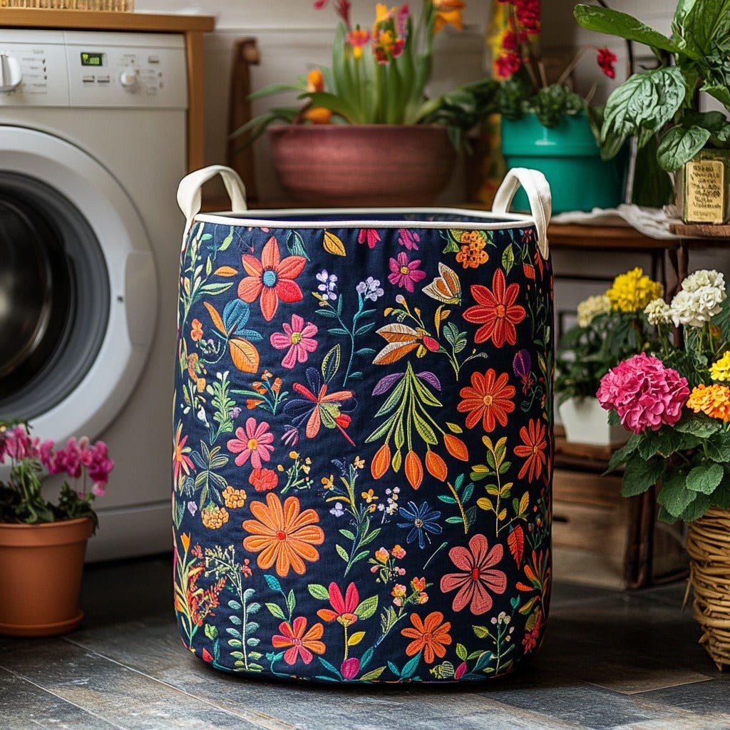 Boho Patchwork Quilted Laundry Hamper printed laundry hamper