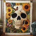 Boho Skull Quilted Blanket printed blanket