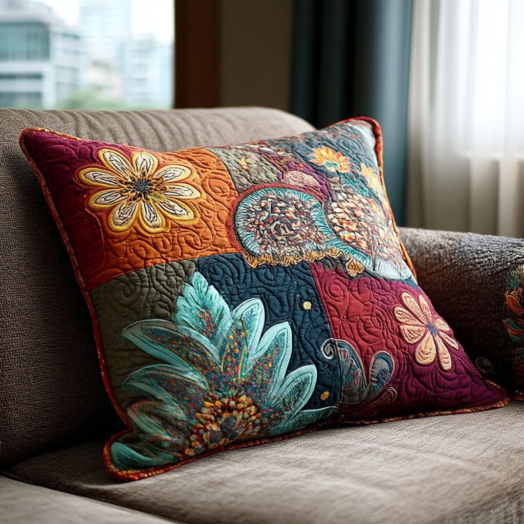 Boho Whispers Quilted Cushion Cover printed cushion cover