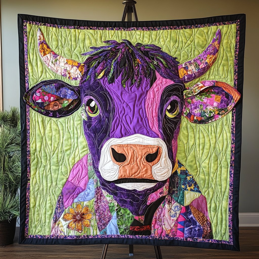 Bold Bovine Quilted Blanket printed blanket