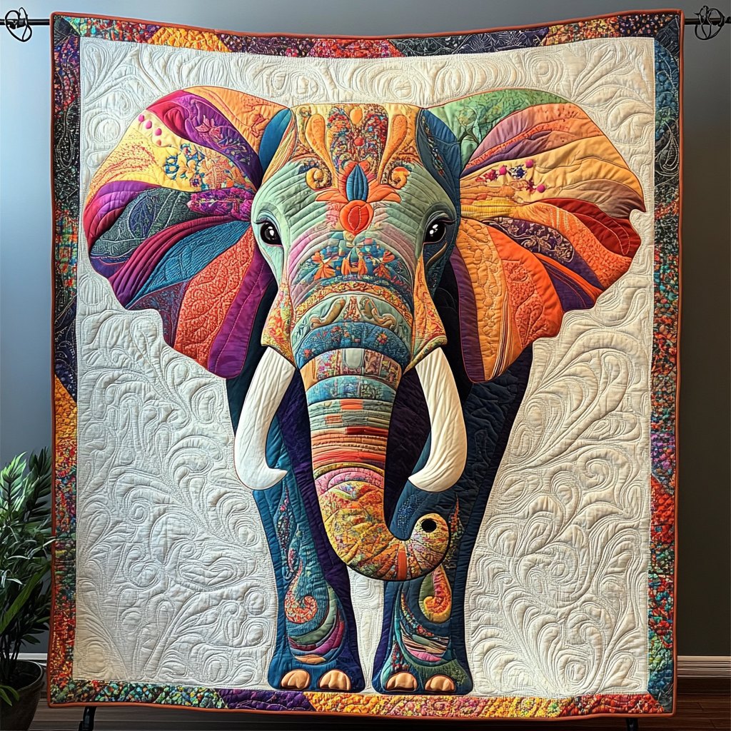 Bold Elephant Quilted Blanket printed blanket