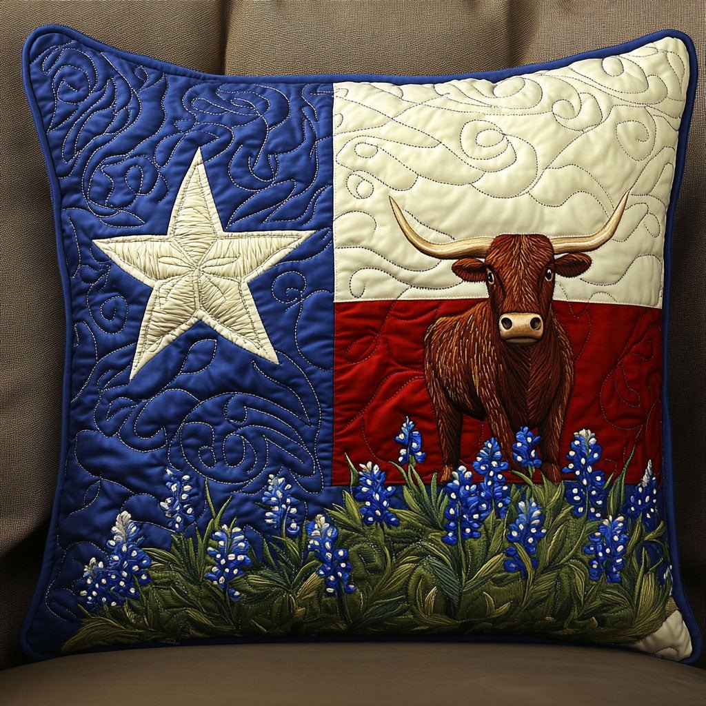 Bold Longhorn Quilted Cushion Cover printed cushion cover