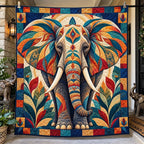 Bold Primary Elephant Mosaic printed blanket