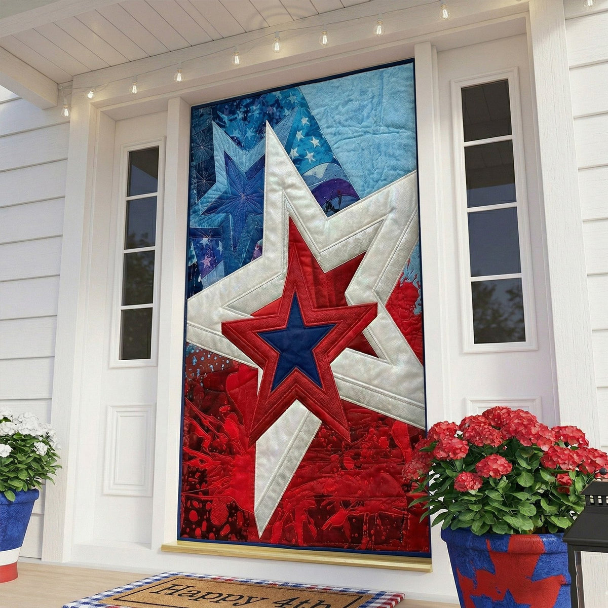 Bold Star Quilted Door Curtain printed door curtain