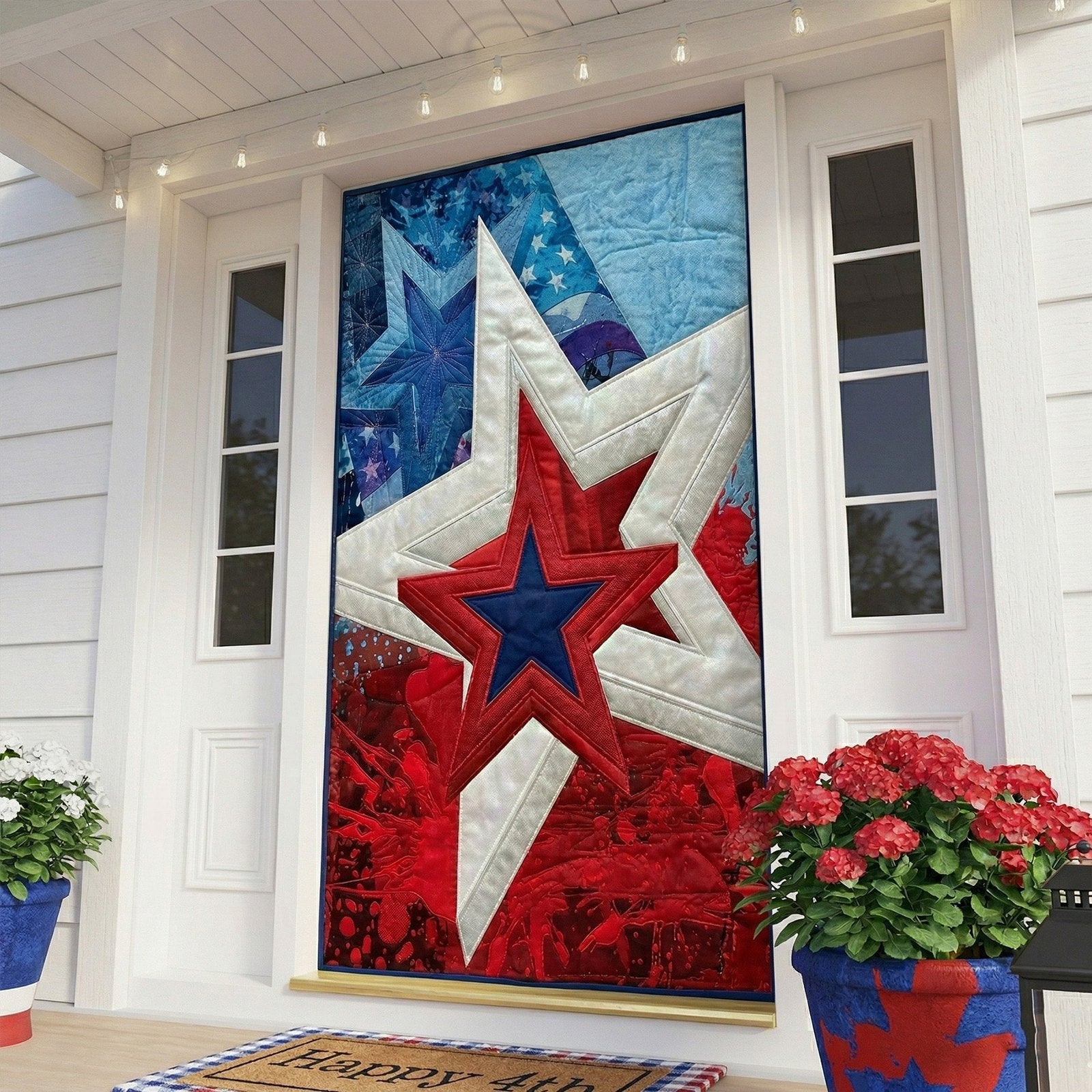 Bold Star Quilted Door Curtain printed door curtain