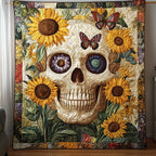 Bold Sugar Skull Quilted Blanket printed blanket