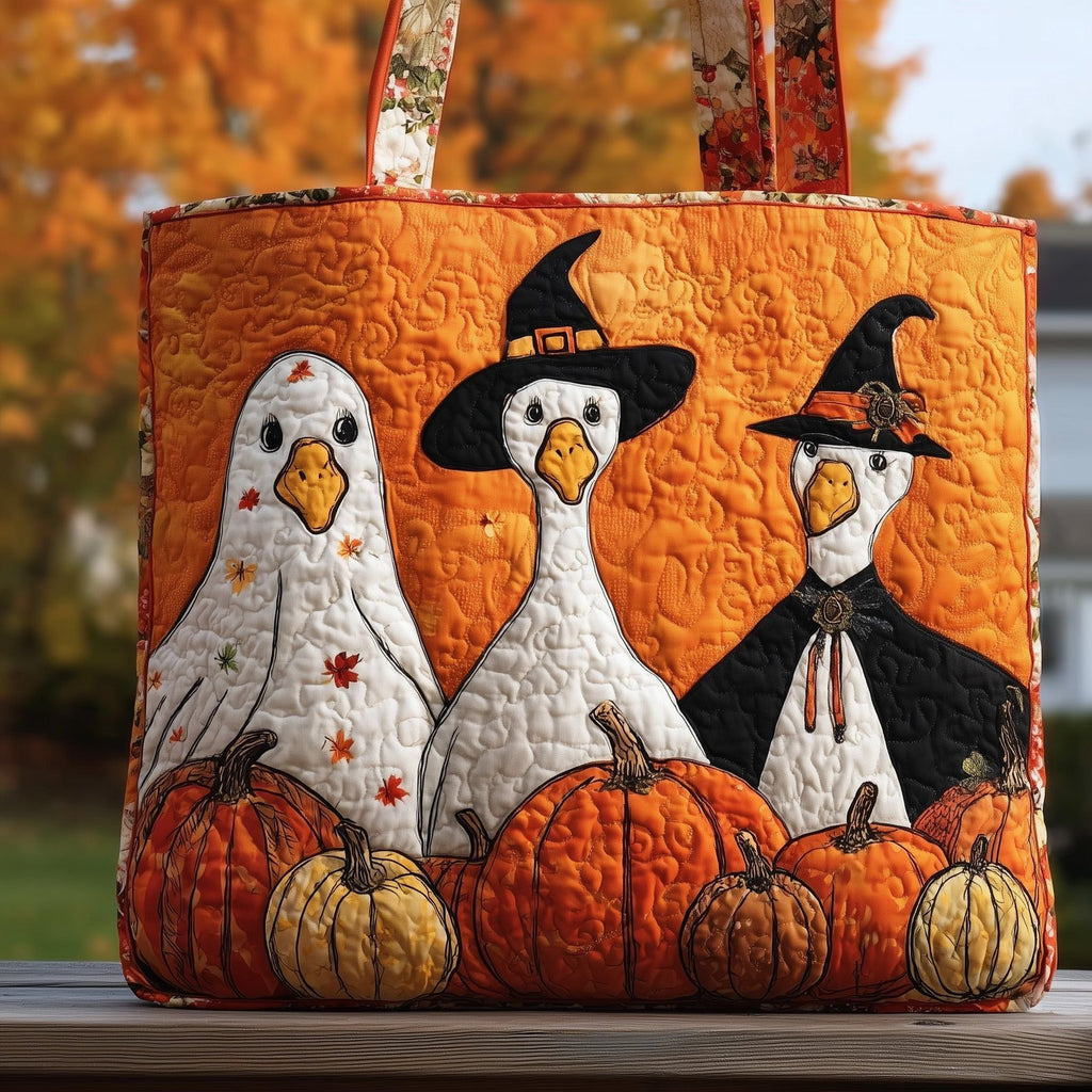Boo Ghost Goose Quilted Tote Bag printed tote bag